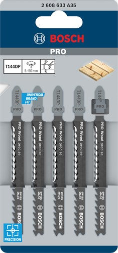 Bosch Accessoires 5x precision voor hout decoupeerzaagblad t144dp - 2608633a35