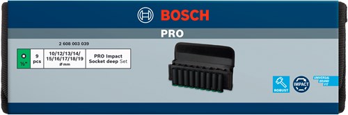 Bosch Accessoires 9-delige krachtdoppenset 77 mm, 10;12;13;14;15;16;17;18;19 - 2608003039
