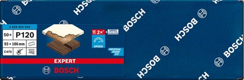 Bosch Accessoires expert c470 schuurpapier voor vlakschuurmachines 93 x 186 mm, k120 50-delig - 1 stuk(s) - 2608900939