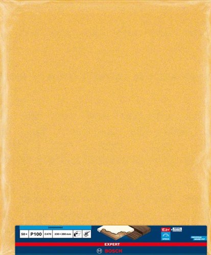 Bosch Accessoires expert c470 schuurpapiervel voor handmatig schuren 230 x 280 mm, k100 - 50 stuk(s) - 2608900960