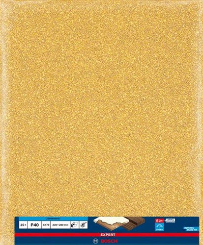 Bosch Accessoires expert c470 schuurpapiervel voor handmatig schuren 230 x 280 mm, k40 - 25 stuk(s) - 2608900957
