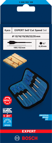 Bosch Blauw Bosch accessoires expert speedborenset self cut speed | 6-delig | 13, 16, 19, 20, 22, 25 mm - 2608902109