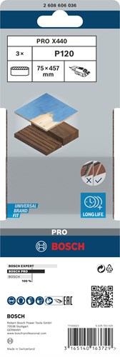 Bosch Accessoires schuurbanden redwood | 75 x 457 mm | k120 | 3 stuks | 2608606036 - 2608606036