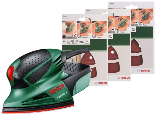 Bosch Groen psm 100 a multischuurmachine + 30 schuurvellen - 100w - 06033b7002 - 06033b7002