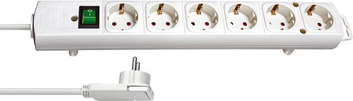 Brennenstuhl comfort-line plus stekkerdoos met platte stekker 6-voudig wit 2m h05vv-f 3g1,5 - 1153320100
