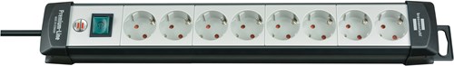 Brennenstuhl premium-line stekkerdoos 8-voudig zwart lichtgrijs 5m h05vv-f 3g1,5 - 1951580101