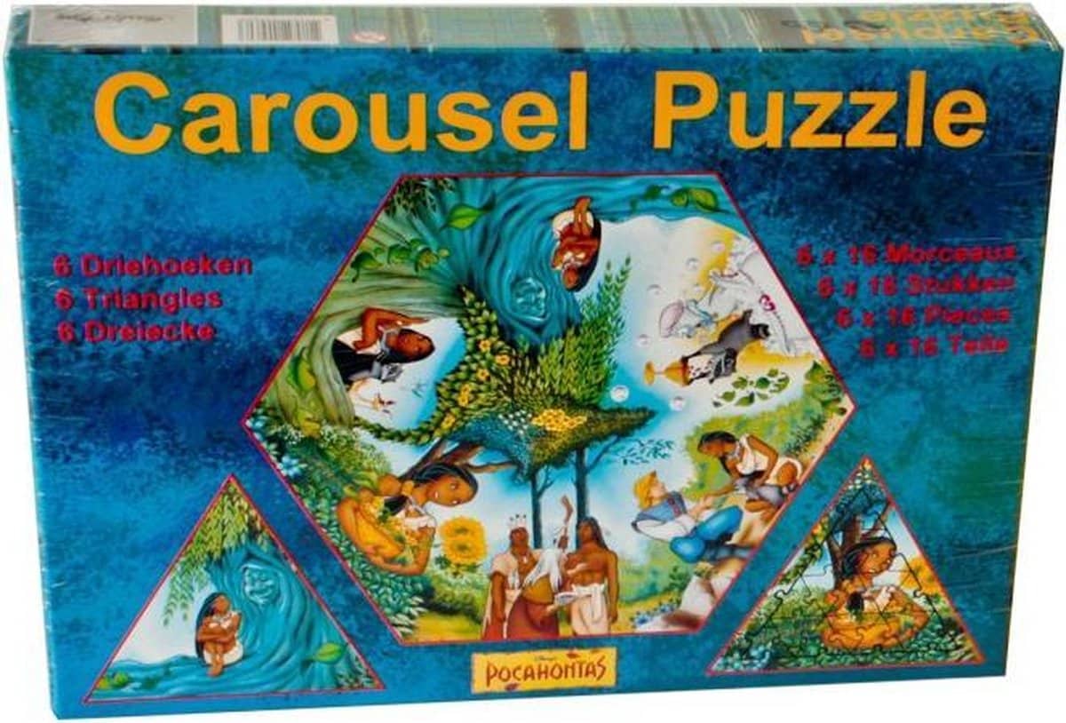 Jonotoys Carousel puzzel - pocahontas - 6 x 16 stukjes