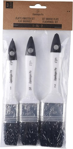 Copenhagen Pro kwastenset - universeel platte kwast - maat 12-14-16 - synthetisch haar - 3-delig - vol kunststof steel - 23.900.06