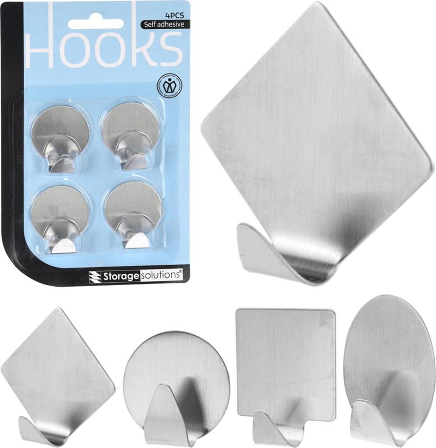 Storage Solutions Plakhaakjes rvs kaart a 4 stuks