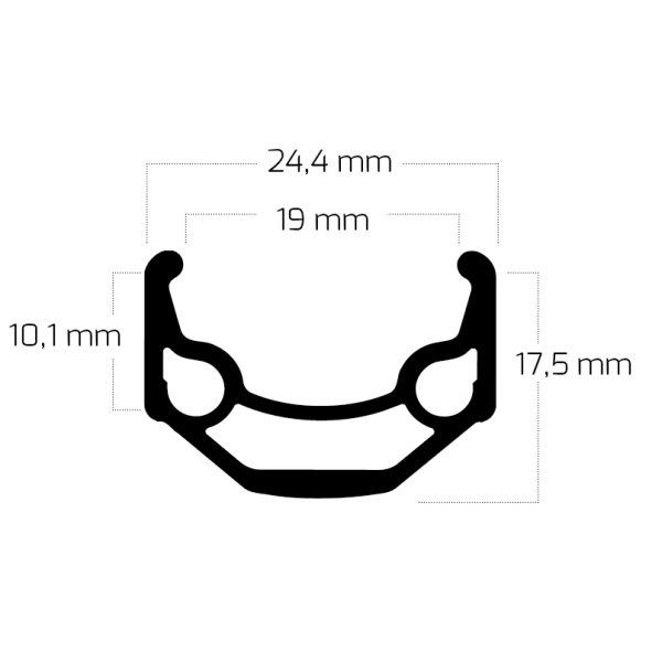 Ryde Velg zac 19 26 559 x 19c aluminium 36 gaats 14g - zwart