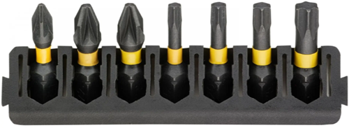 DeWalt Accessoires bitset | houder + impact torsion | 25 mm | pz1 x1, pz2 x2, t15 x1, t20 x1, t25 x1, t30 x1 - dt70813-qz
