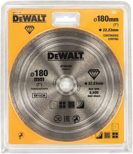 DeWalt Accessoires diamantblad, met gesloten rand, ø180mm 22.2mm - dt40206-qz