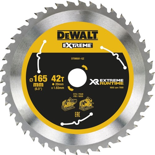 DeWalt Accessoires dt99561 xr cirkelzaagblad 165x20mm 42 tands - dt99561-qz