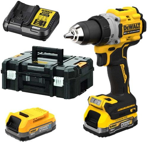 DeWalt dcd805e2t | xr g3 compacte schroef- klopboormachine 18v in tstak (2x 1.7ah powerstack accu + lader) - dcd805e2t-qw