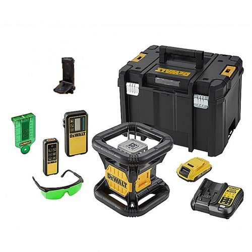 DeWalt 18v xr volautomatische roterende laser | groene laser (1x 2.0ah accu) - dce079d1g-qw