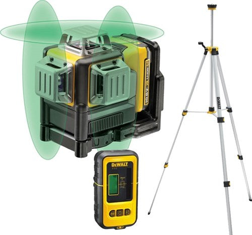 DeWalt dce089d1gtrid zelfnivellerende kruislijnlaser 10.8v - groene laser + statief en ontvanger