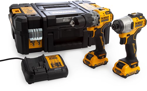 DeWalt dck2111l2t actieset dcd706 klopboorschroefmachine + dcf801 slagschroevendraaier 12v 2x 3.0ah xr - dck2111l2t