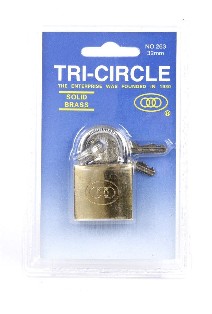 Buzaglo Tri-circle hangslot square 32 mm. messing no. 263