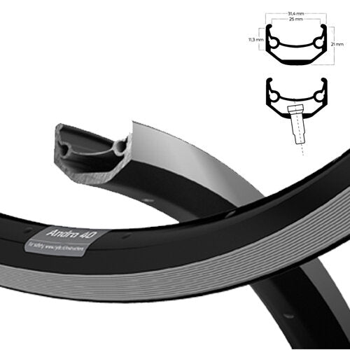 Ryde B.V. Velg 28' - 14 andra40 28'-622 aluminium zwart cnc