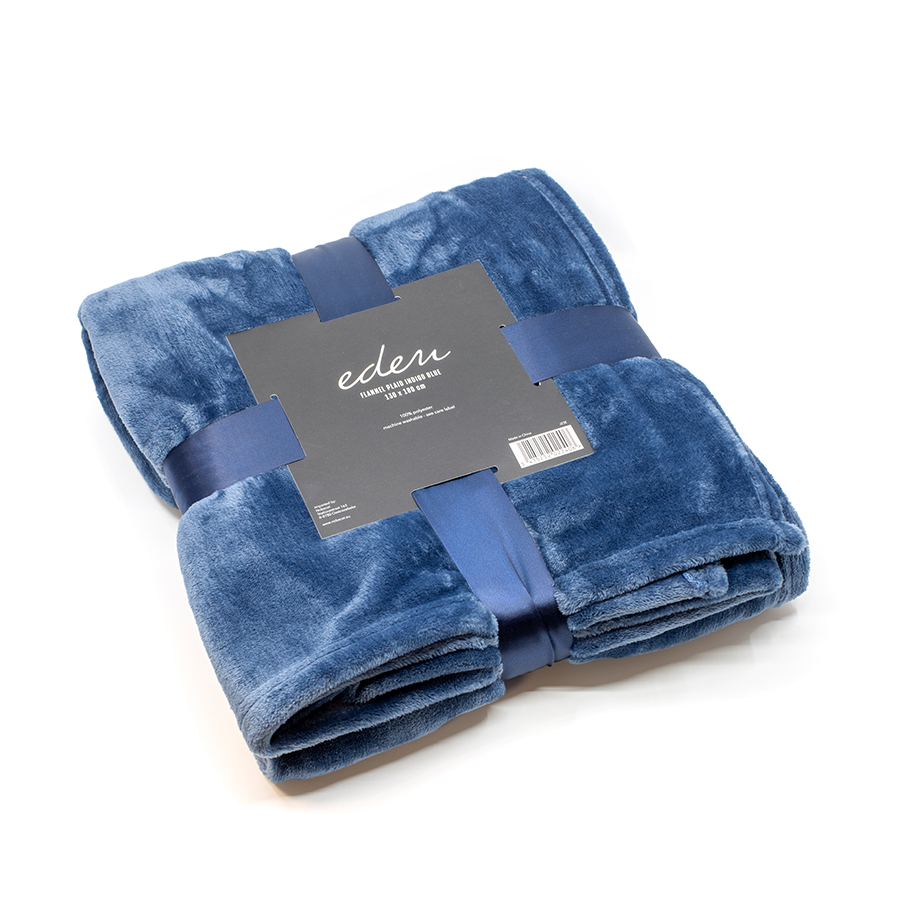 Knus Eden plaid flanel blauw 130x180cm