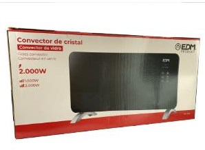 Enzo Edm convectorkachel glasplaat 2000w zwart - 8676036