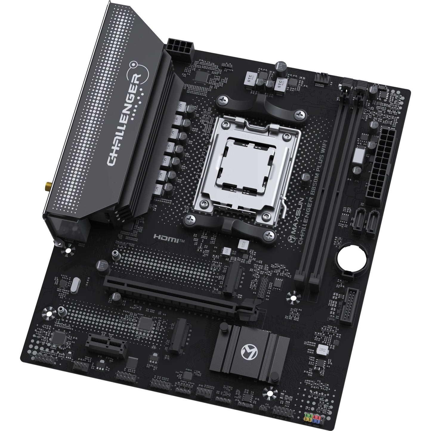 MAXSUN ms-challenger b850m plus wifi socket am5 moederbord (zwart, raid, gb-lan, wlan, bt, sound, µatx)