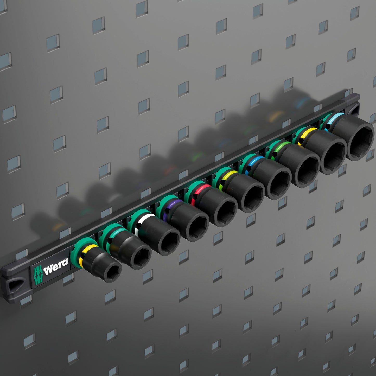 Wera 9608 dop-magneetstrip b impaktor imperial 1 dopsleutel (zwart groen, 9‑delig)