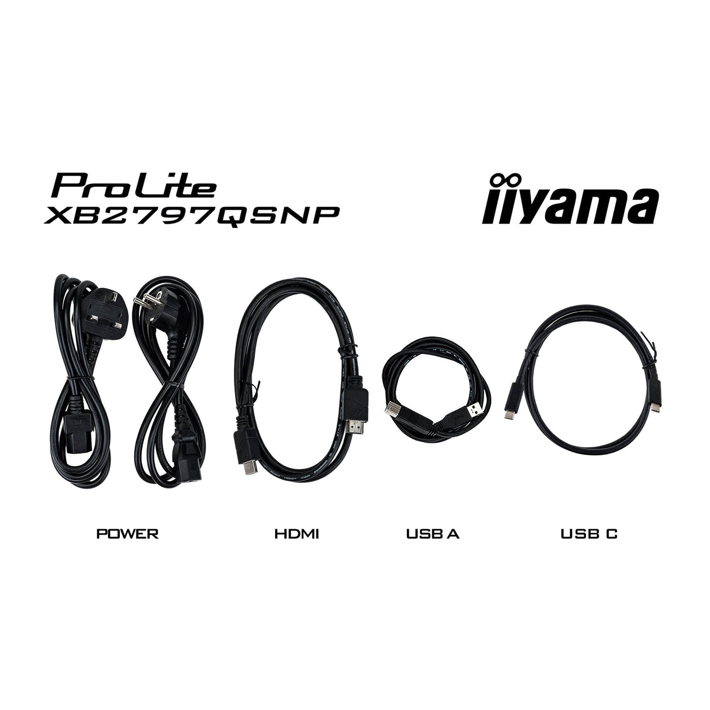 Iiyama prolite xb2797qsnp-b1 27 monitor (zwart, hdmi, displayport, 2x usb-a, 2x usb-c, rj-45)
