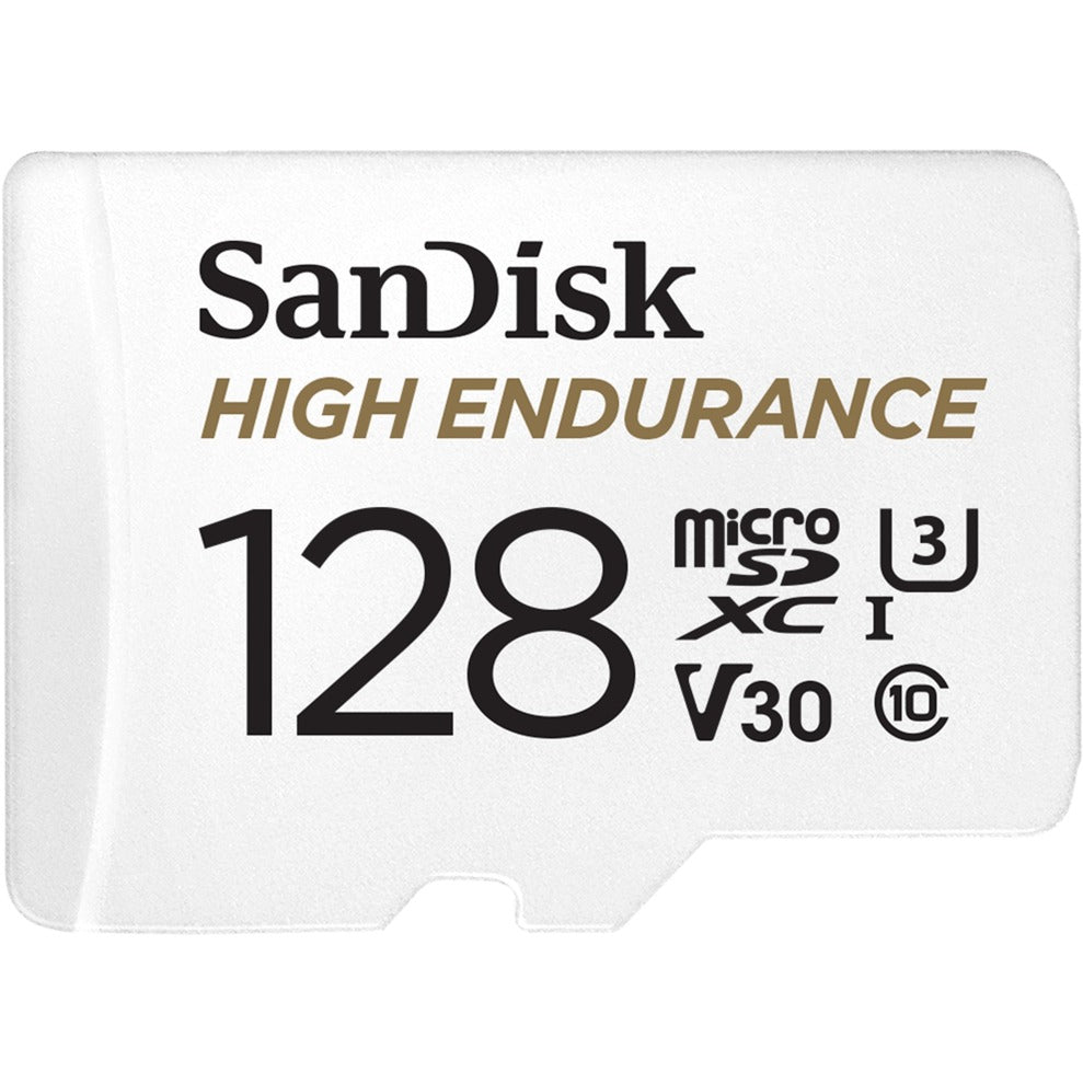 SanDisk high endurance microsdxc 128 gb geheugenkaart (wit, class 10, v30, u3, incl. adapter)