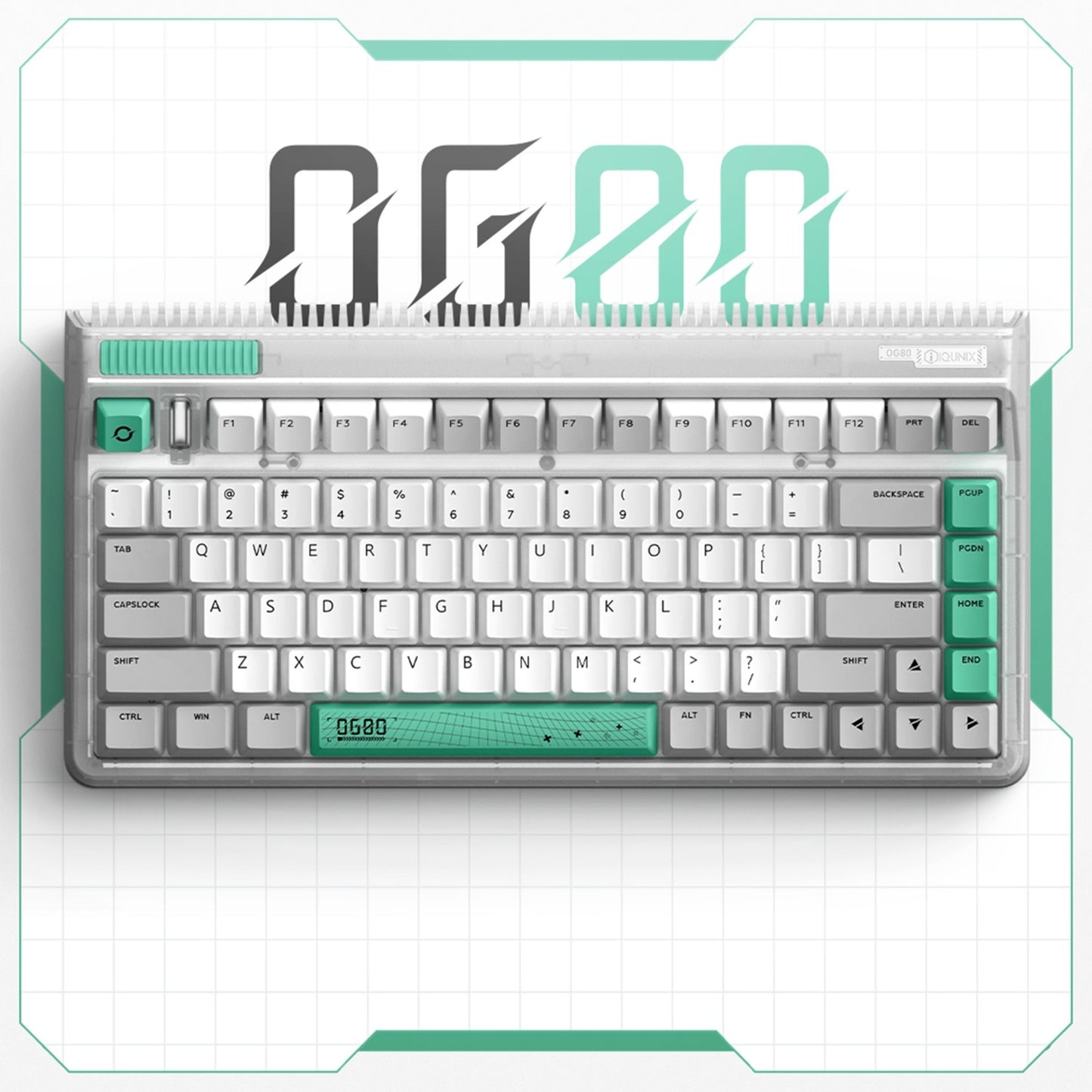 Iqunix OG80 Wormhole Wireless Mechanical Keyboard (Grijs, US lay-out (QWERTY), Cherry MX Brown, 80% (TKL), RGB leds, Hot-swappable, PBT, 2.4GHz | Bluetooth 5.1 | USB-C)