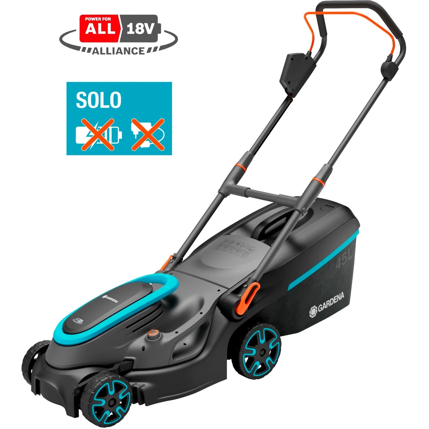 GARDENA accugrasmaaier powermax 37 36v p4a solo (zwart grijs, accu en oplader niet inbegrepen, power for all alliance)