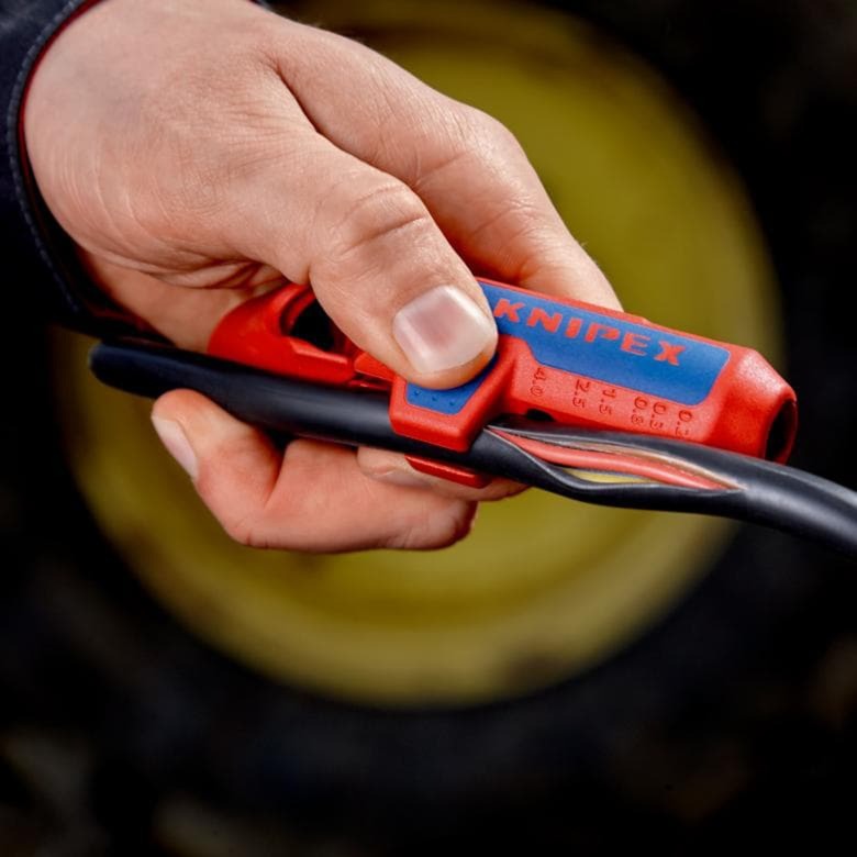 KNIPEX ergostrip universeel ontmantelingsgereedschap 16 95 02 sb kabelstrip- ontmantelingsgereedschap (rood blauw, links-handig)