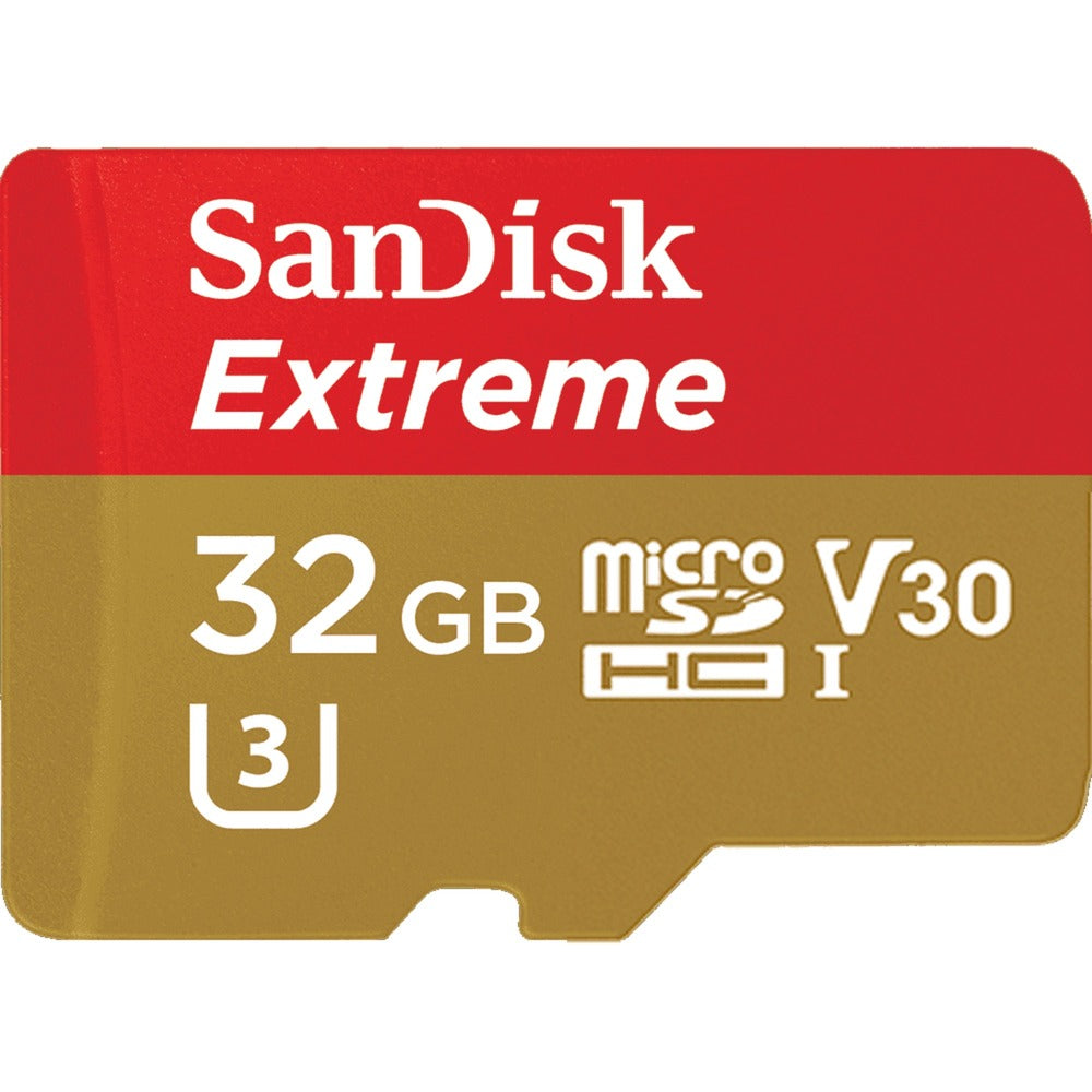 SanDisk extreme microsdhc 32 gb geheugenkaart (uhs-i u3, class 10, v30, a2, incl. adapter)