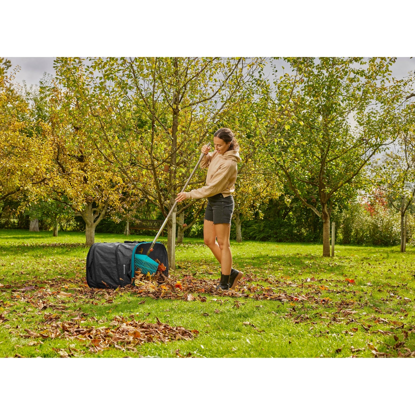 GARDENA tuinafvalzak pop-up rechthoekig, maat l (zwart turquoise, tot 220 liter)