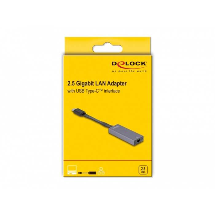 DeLOCK usb-c > 2.5 gigabit lan slim netwerkadapter (grijs)