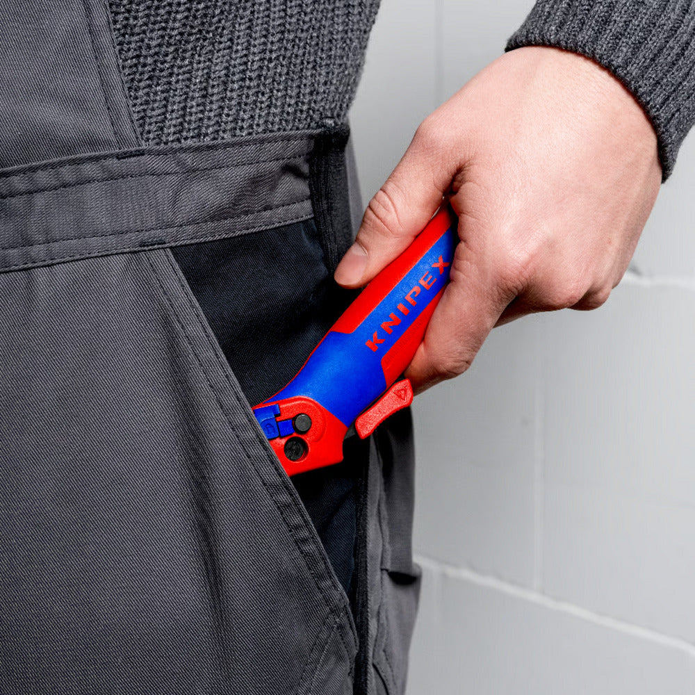 KNIPEX kabelmes, met glijschoen (rood blauw)