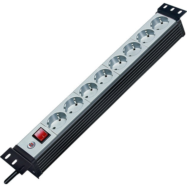Brennenstuhl Premium-line 19 stekkerdoos voor schakelkasten 8-voudig zwart lichtgrijs 3m h05vv-f 3g1,5 19 -formaat