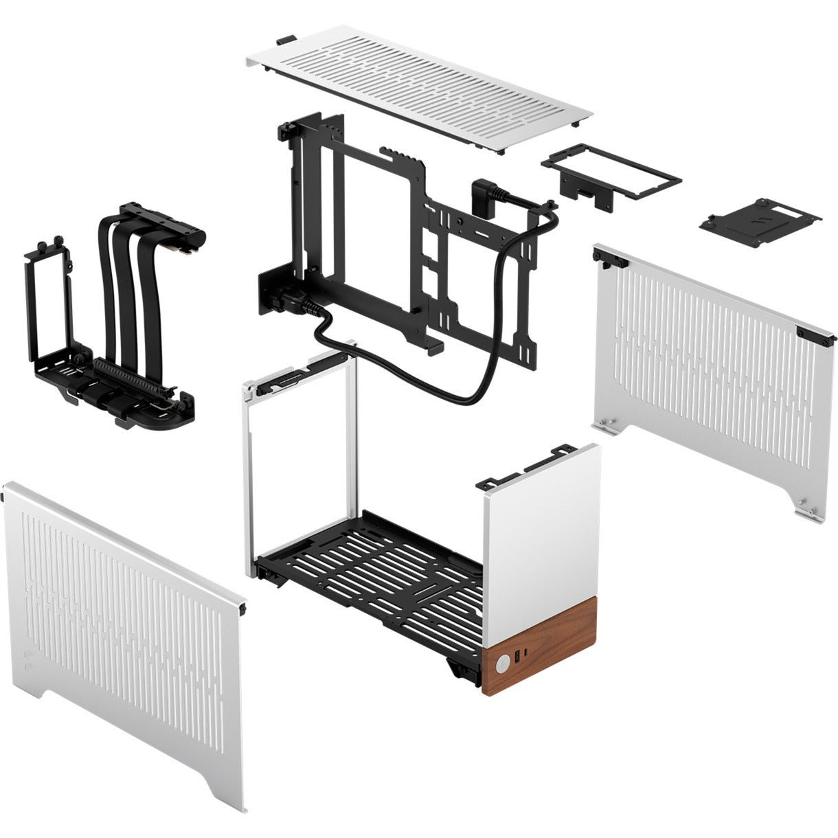 Fractal Design terra mini tower behuizing (zilver houtkleur | 1x usb-a | 1x usb-c)