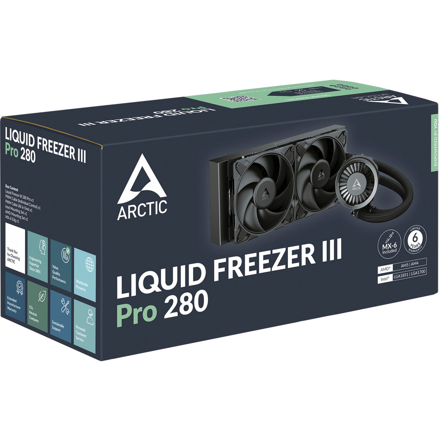 ARCTIC liquid freezer iii pro 280 waterkoeling (zwart, 4-pins pwm fan-connector)