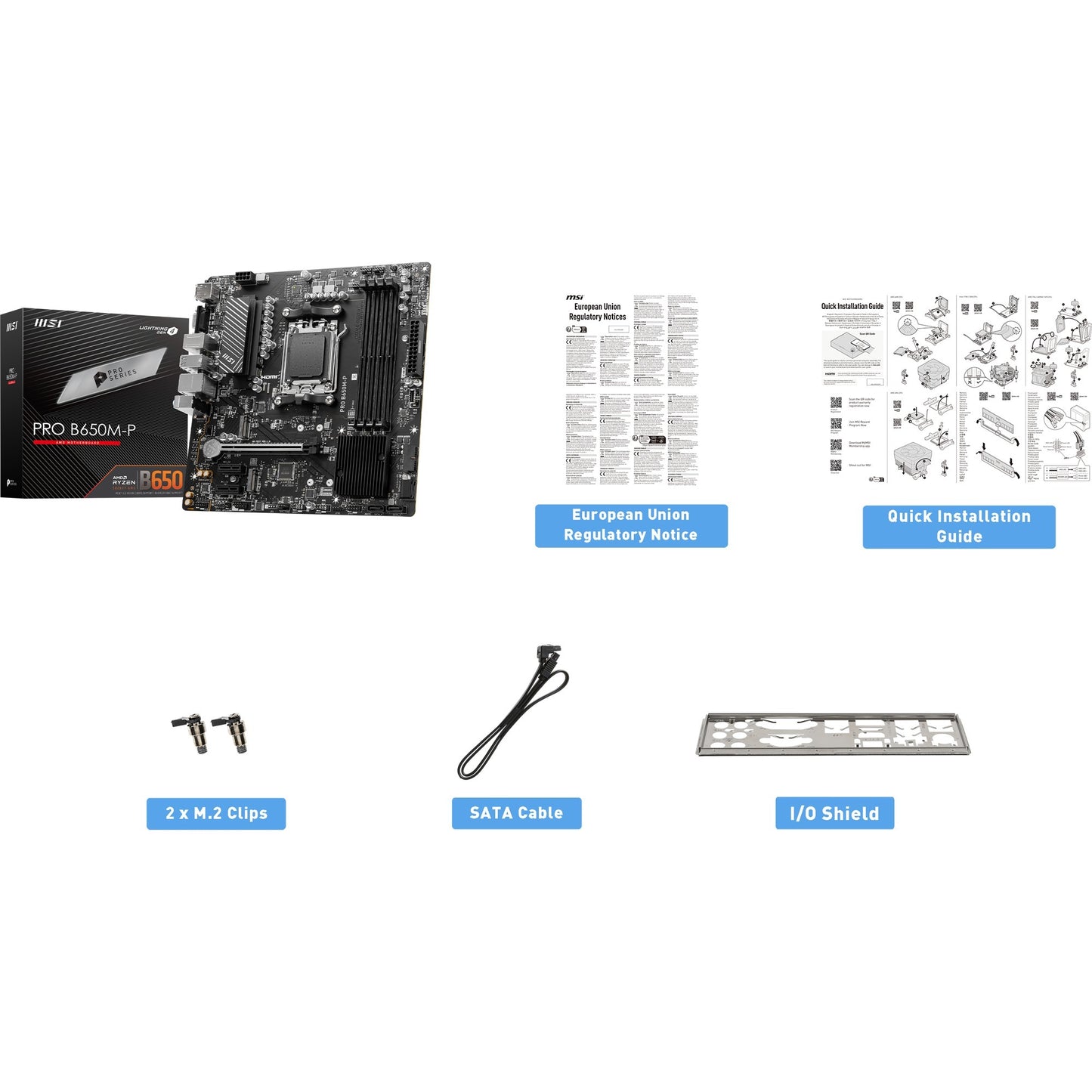 MSI pro b650m-p socket am5 moederbord (zwart, raid, 2.5 gb-lan, sound, µatx)
