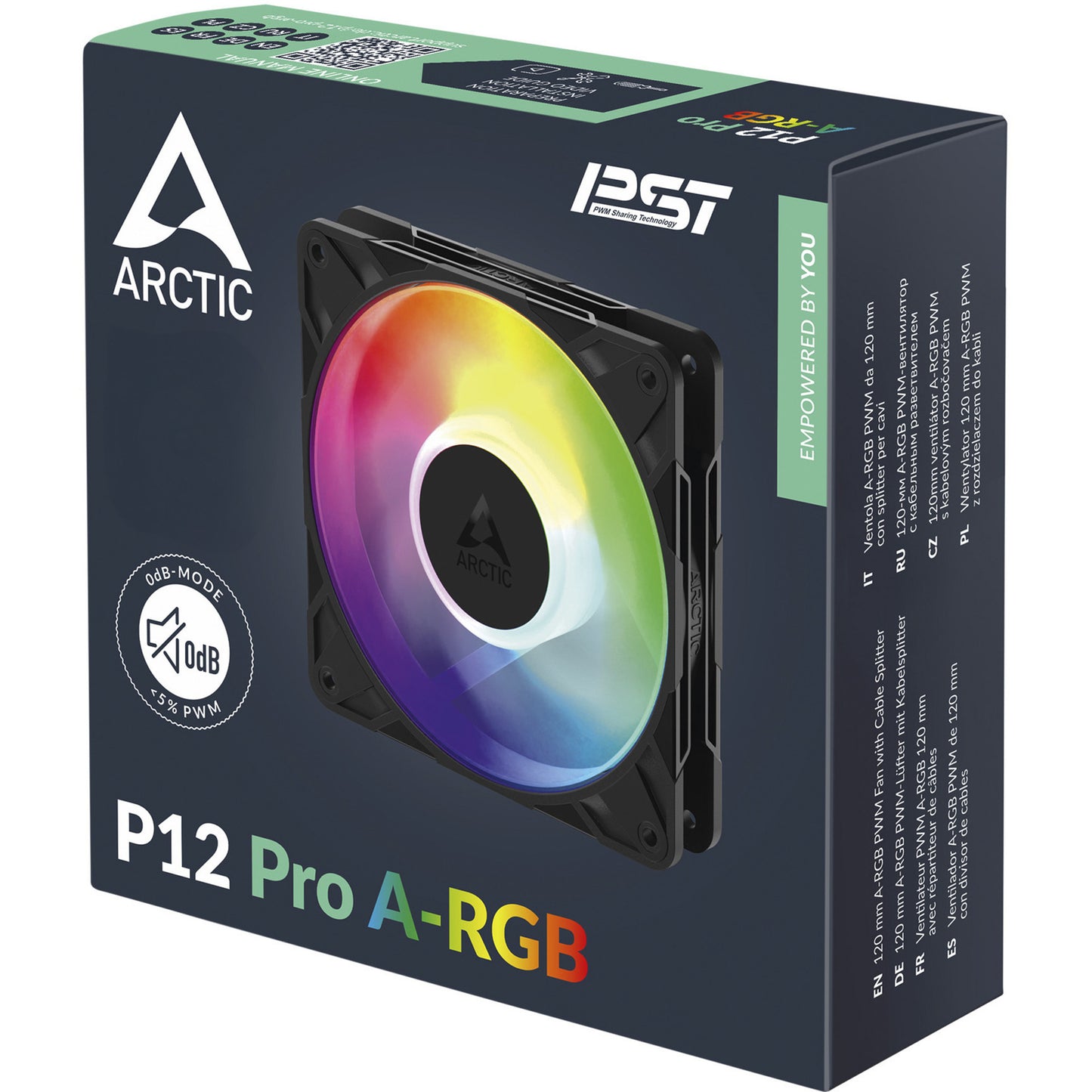 ARCTIC p12 pro a-rgb case fan (zwart, 120 x 120 x 25 mm, pwm)
