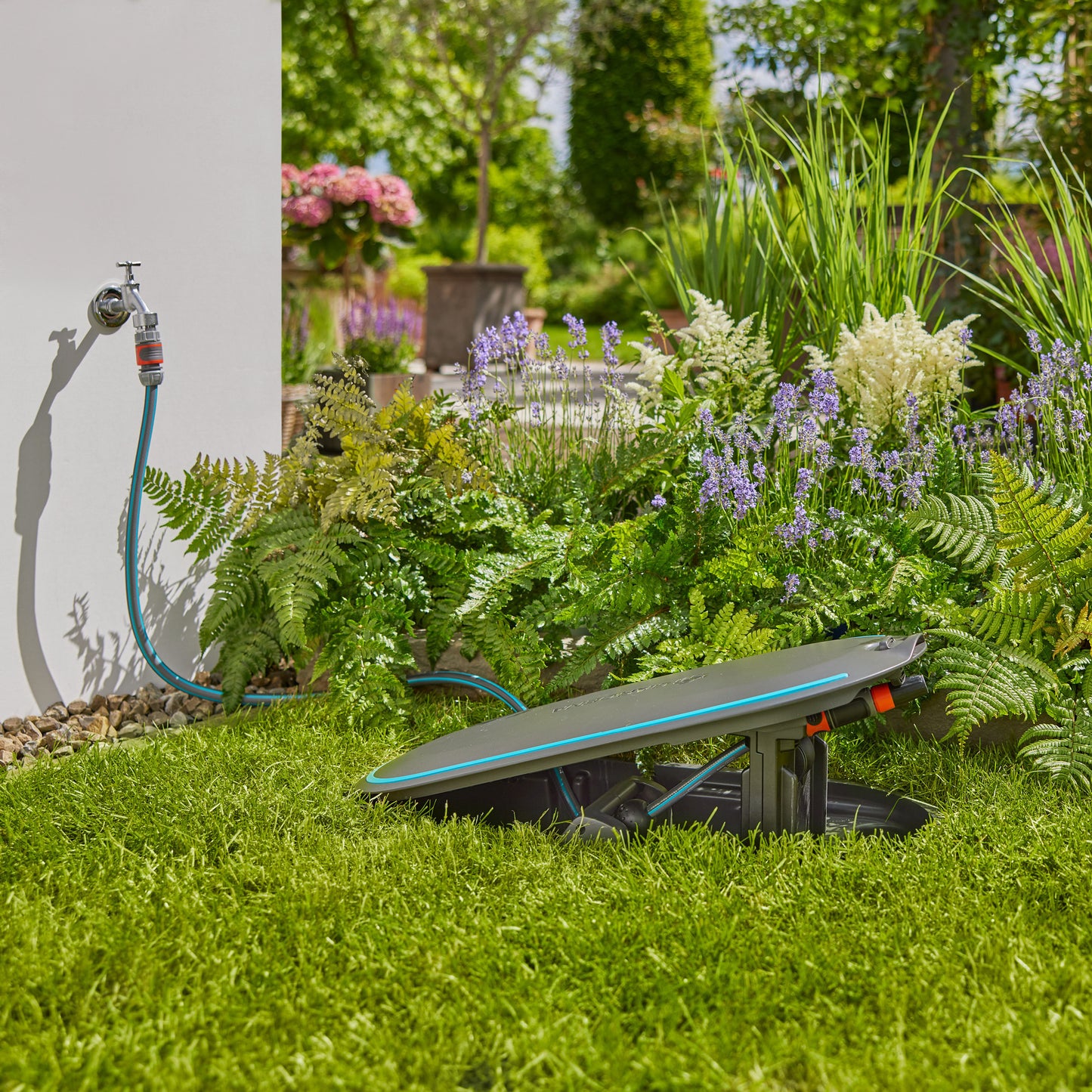 GARDENA undercover slangenbox rollup m, 20 meter slanghaspel (zwart turquoise)