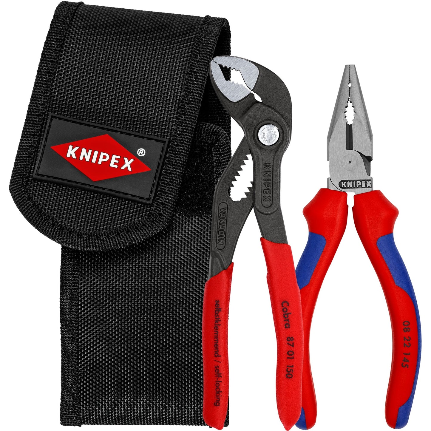 KNIPEX mini-tangenset 00 20 72 v06 (rood zwart, 2-delig)