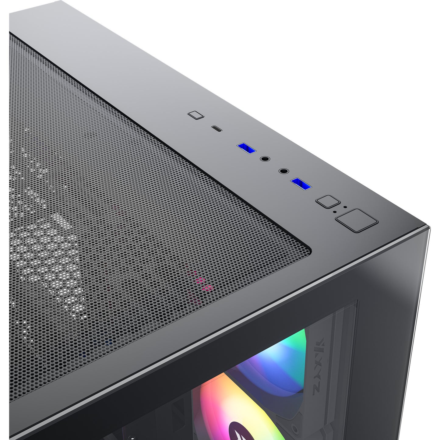 XYZ PC Gear Tesseract X midi tower behuizing (Zwart | 2x USB-A | 1x USB-C | Tempered Glass)