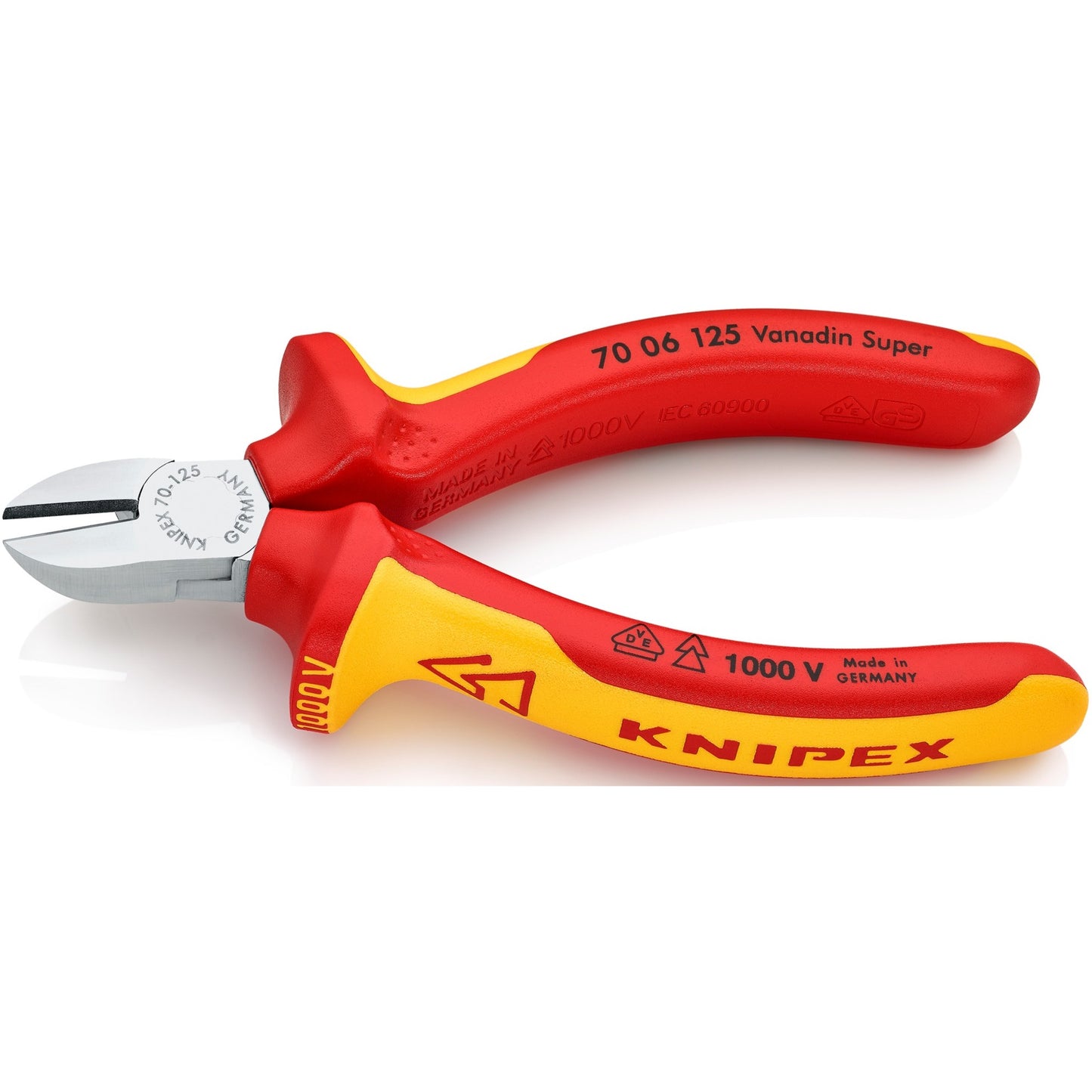KNIPEX zijsnijtang 70 06 125 kniptang (rood geel)