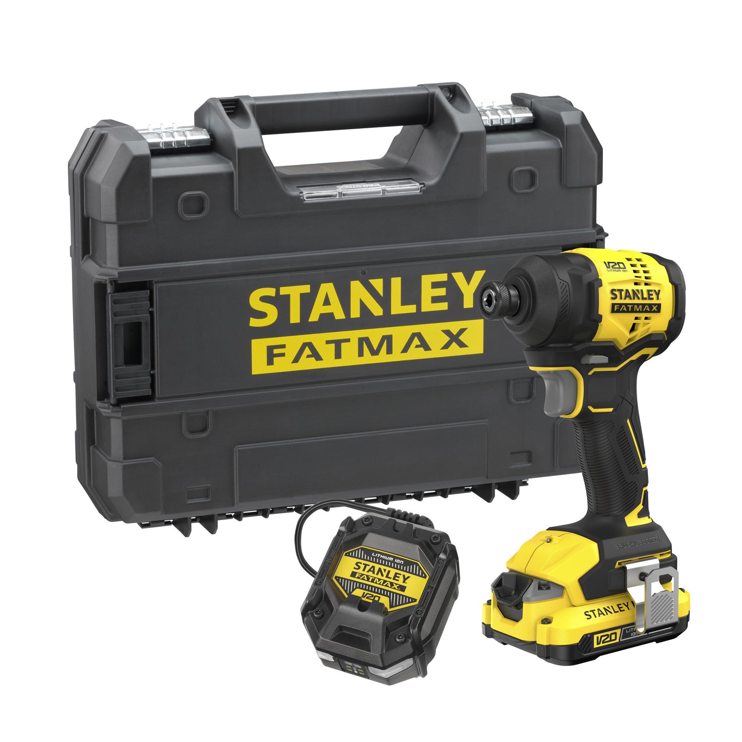 Stanley fatmax v20 18v slagschroevendraaier (zwart geel, accu en oplader inbegrepen, met koffer)