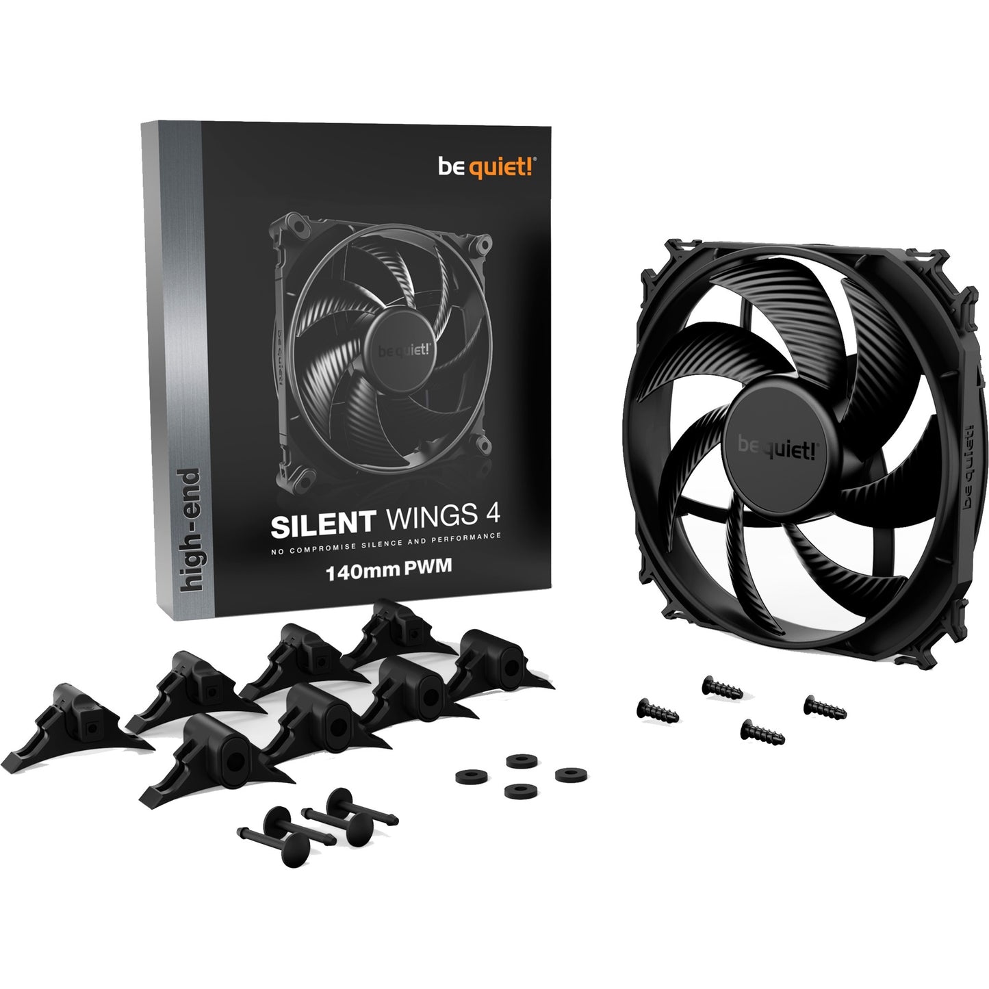 Be Quiet! silent wings 4 pwm case fan (zwart, 140 x 140 x 25 mm)