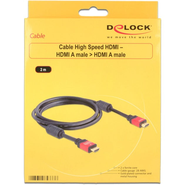 DeLOCK high speed hdmi – hdmi a male > hdmi a male kabel (zwart, 2 meter)