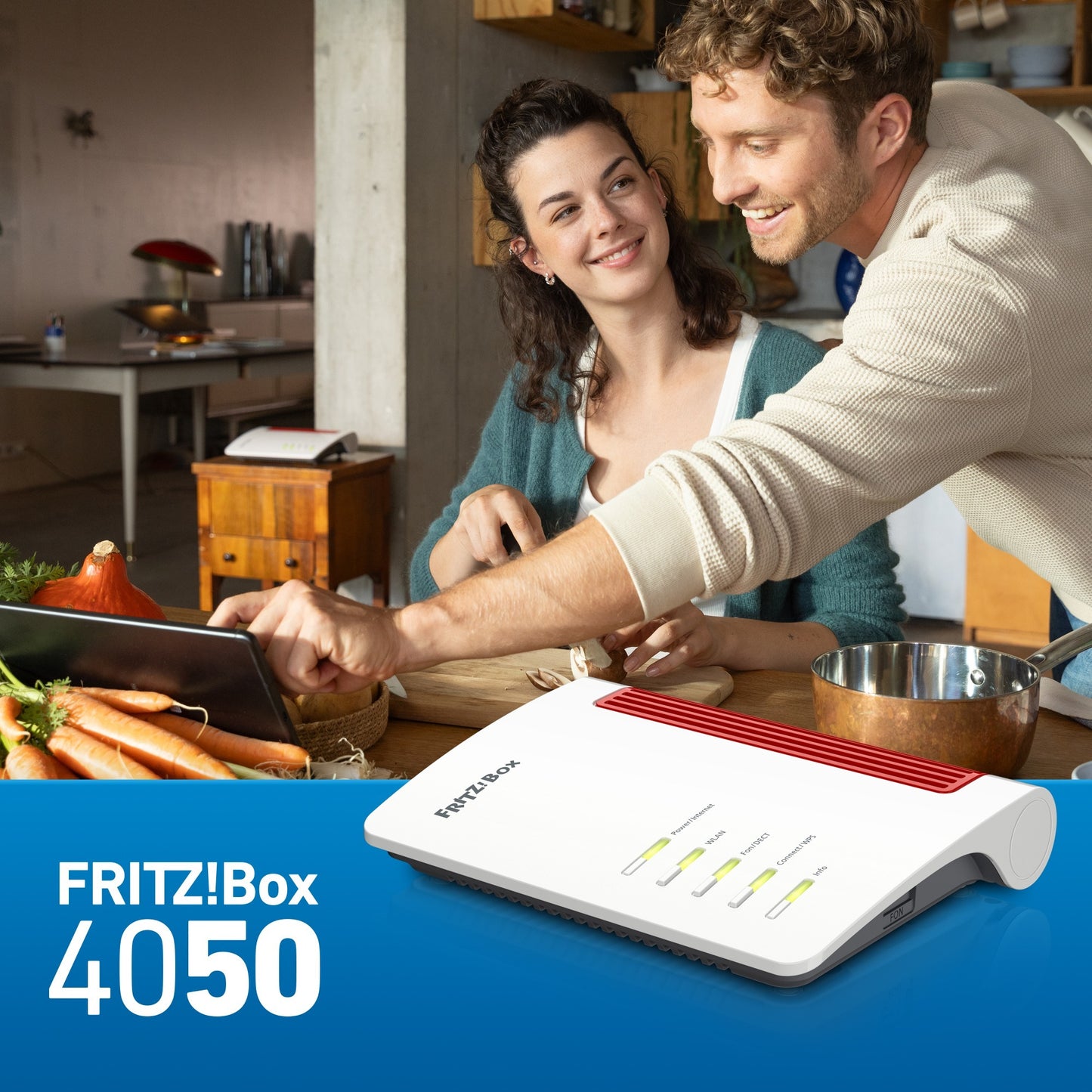 FRITZ! box 4050 edition international router (wit rood, mesh wi-fi)