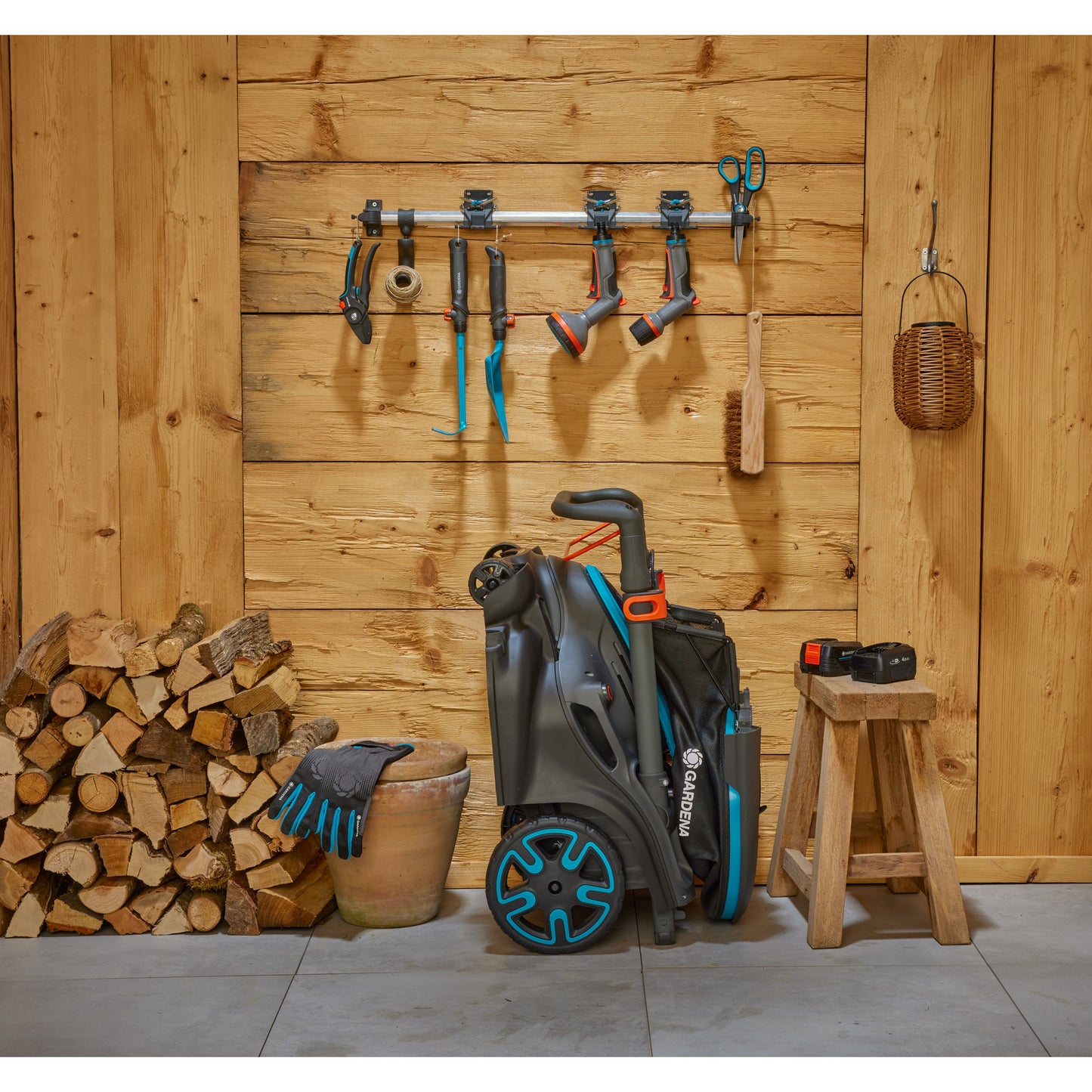 GARDENA grasmaaier powermax duo 46 36v (zwart grijs, 2x accu en lader inbegrepen)